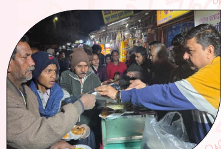 Food being distributed to community members during the programme.
