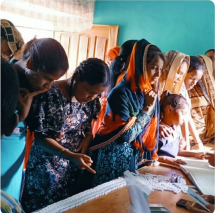 Community members participating in health screening at the camp.