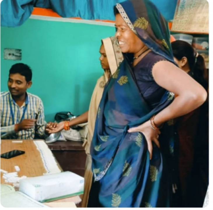 A community member receiving a health check during the camp.